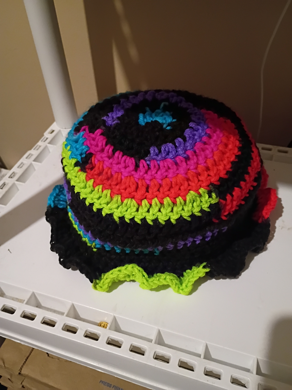 H&M Neon Stripe Crochet Party Hat - Black, Pink, Green, Blue, Purple